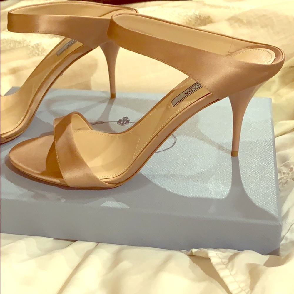 New Prada Satin Sandal Heel. Never Worn.
